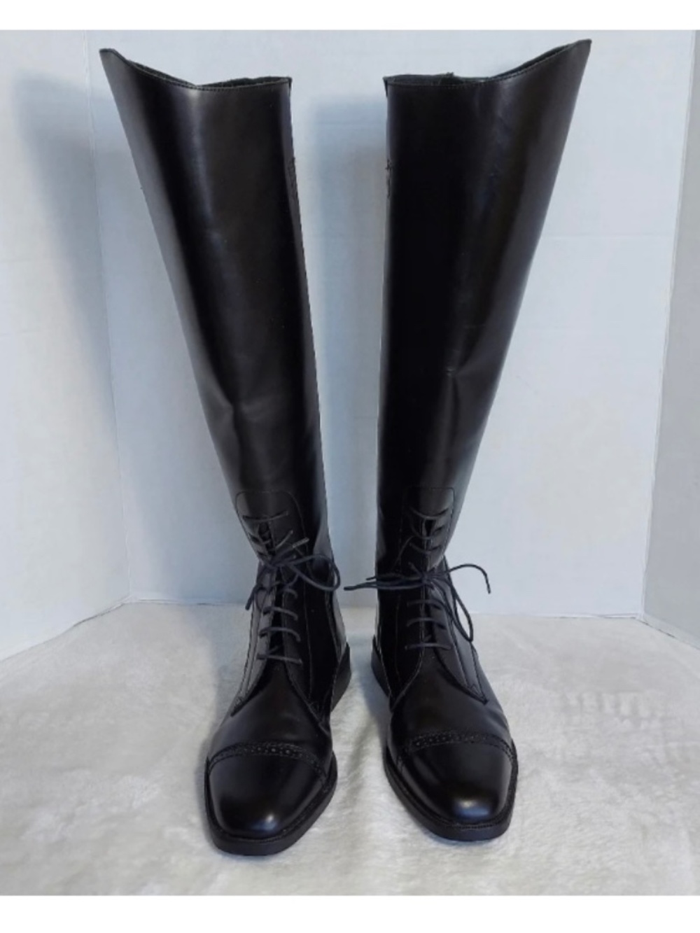 Classic Black Over-the-Knee Lace-Up Boots